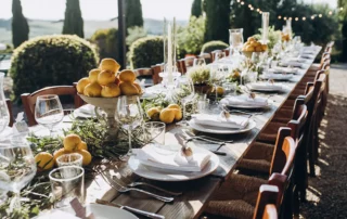A wedding recepion spread in the back yard